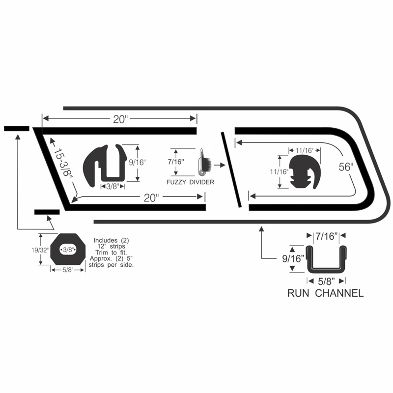 thumbnail image 2 of Precision Rear Window Weatherstrip With Chrome Lock Bead For 1955-1966 Chevy GMC Truck Big Window - Rubber, WKT 5561 LC 2 of 6